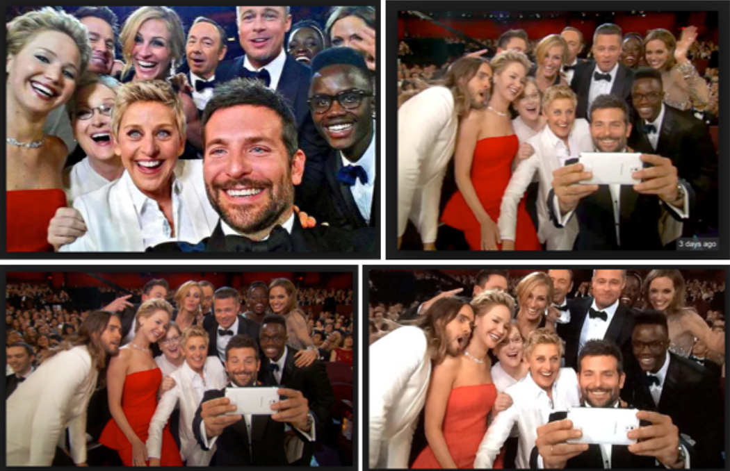 oscar selfies smiles social media